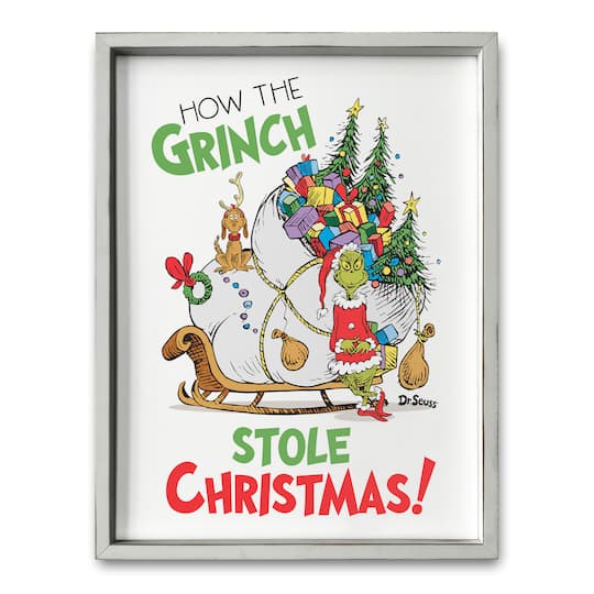 The Grinch Stole Christmas 18" x 24" Dr. Seuss White Framed Print
